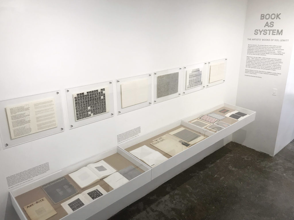 Installation view of “Book as System: The Artists’ Books of Sol LeWitt” at Printed Matter, 2019. Courtesy of Printed Matter.
