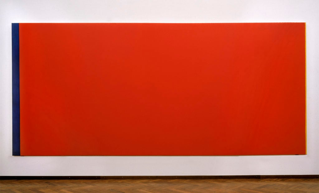 Barnett Newman, <i>Who's Afraid of Red, Yellow and Blue III</i> (1967-68). Courtesy of the Stedelijk Museum in Amsterdam.