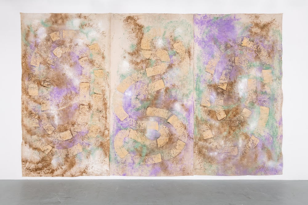 Jessica Warboys, <i>River Wax Painting, Snake Shape Lake</i> (2019). <br>Image courtesy of the artist and Hales Gallery.