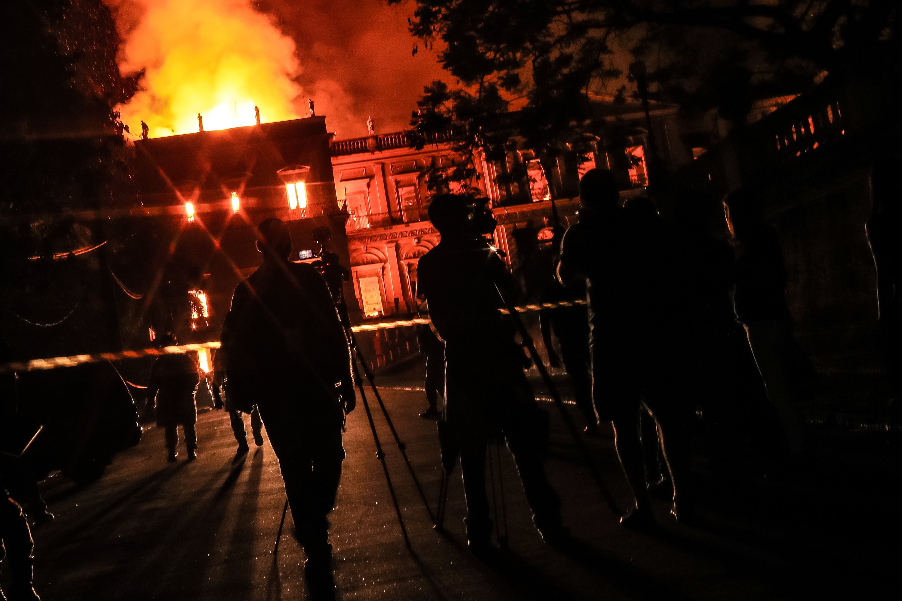 The fire last year at the National Museum of Brazil. Photo by Buda Mendes/Getty Images.