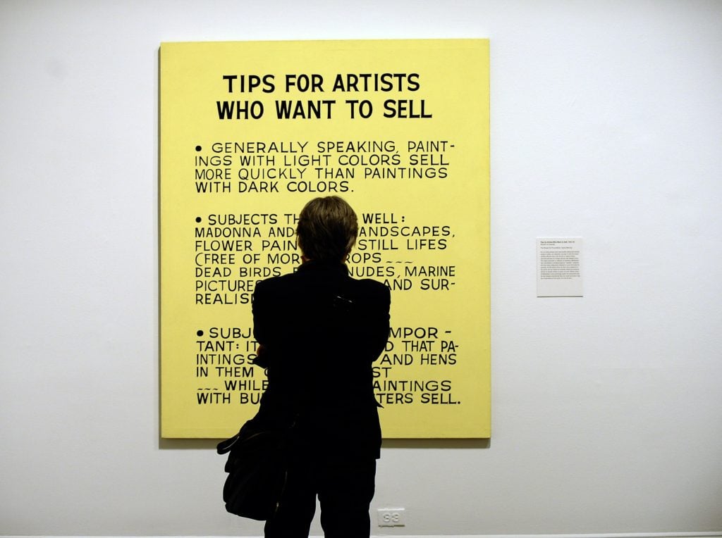 John Baldessari's Tips for Artists Who Want to Sell has some ideas. Photo: Timothy A. Clary/AFP/Getty.