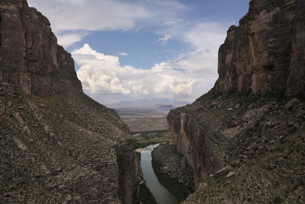 The Rio Grande forms the US-Mexico border while winding through the Santa Elena Canyon in the Big Bend region in Texas. Photo by John Moore/Getty Images.