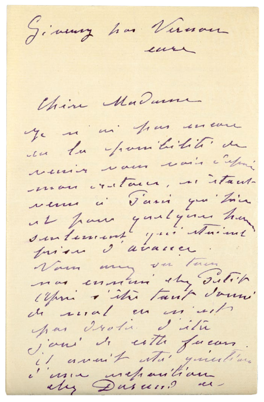 A May 1888 letter from Claude Monet to Berthe Morisot. Courtesy of White Lion Publishing.