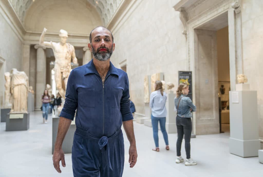 For nine days, Indian art Nikhil Chopra will perform a range of various personae as he interacts with objects in The Met collection. Courtesy of The Metropolitan Museum. Photgraph by Stephanie Berger.
