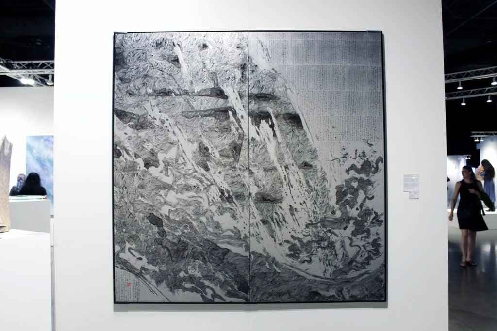 Installation view of Takafumi Asakura’s Japanese Ink Painting at Yufuku Gallery’s booth. Image: Rain Embuscado.