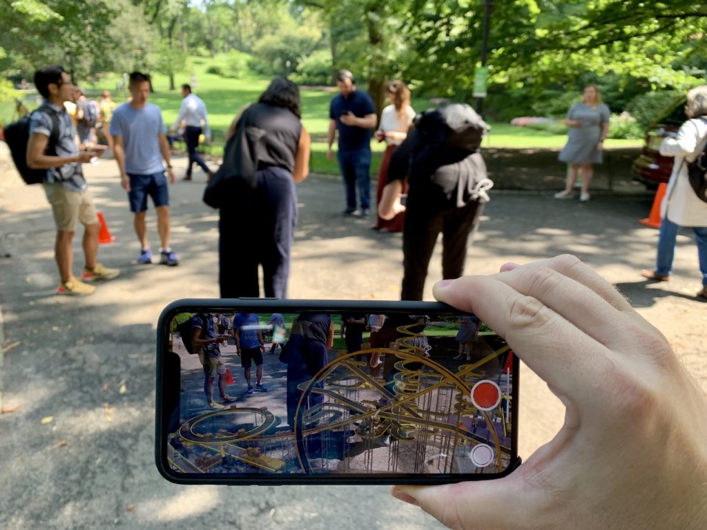Looking at Cao Fei's installation for [AR]T initiative in Central Park. Image: Ben Davis.