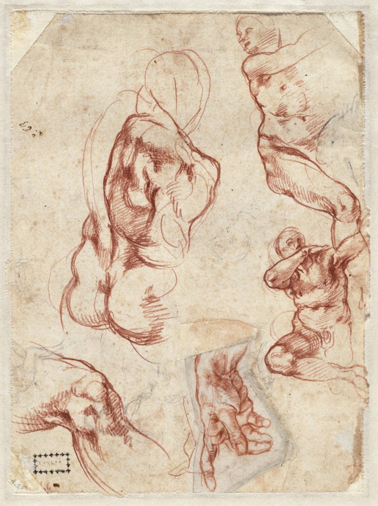 Michelangelo, Various figure studies (1511), verso. Courtesy of the Teylers Museum, Haarlem.