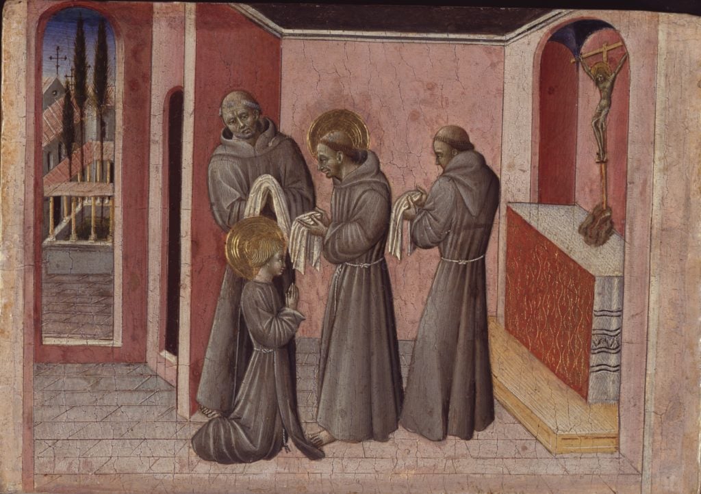 Giovanni di Paolo di Grazia, The Clothing of St. Clare By St. Francis, (1455), Inv. Nr. 2170, © Staatliche Museen zu Berlin, Gemäldegalerie, Jörg P. Anders.
