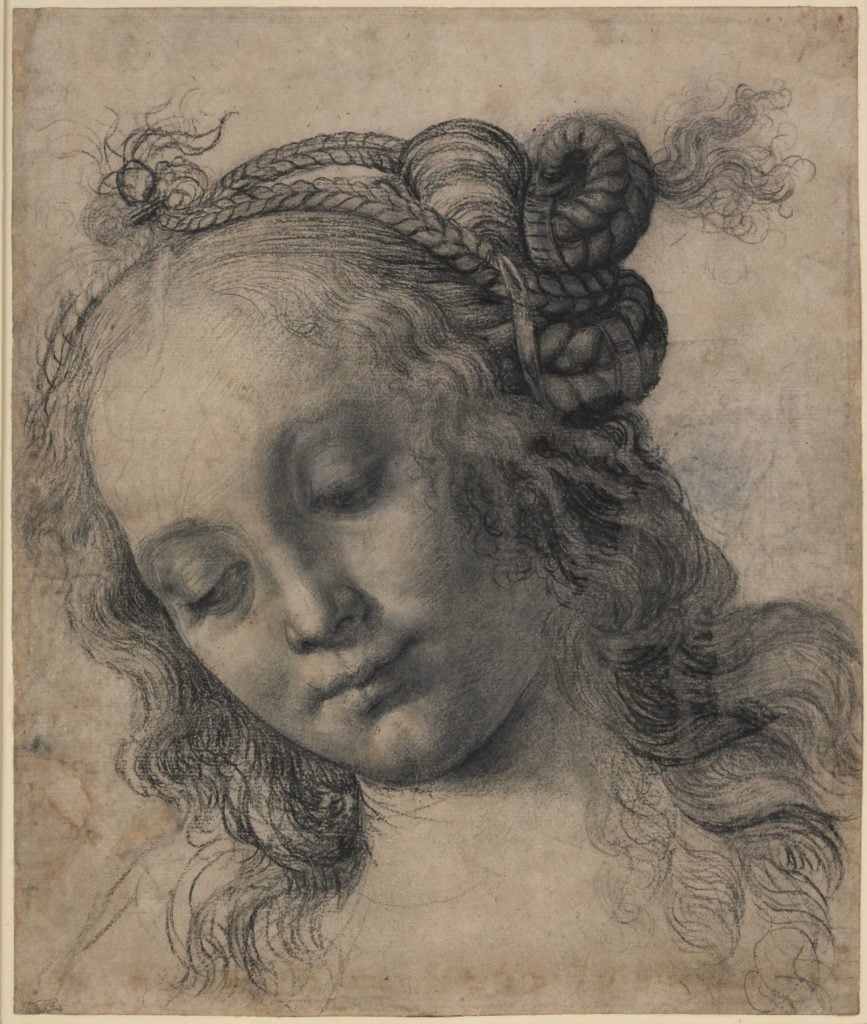 Andrea del Verrocchio<i> Head of a Woman with Braided Hair</i> (c. late 1470s). © The Trustees of the British Museum. All rights reserved. 