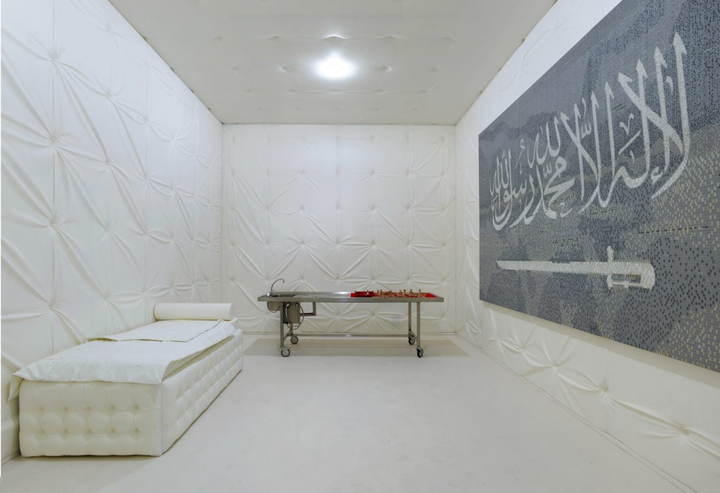 Installation view of Abdulnasser Gharem's <i>The Safe</i> (2019), courtesy of Art Basel.