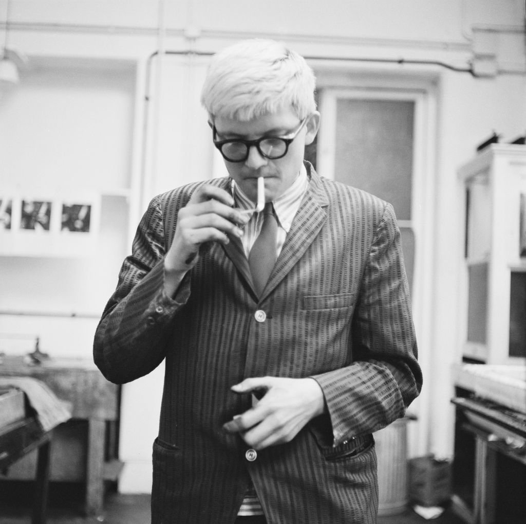 English artist David Hockney during a printmaking session at the Edition Alecto Press studios, London, circa 1965. Photo: Tony Evans/Getty Images.