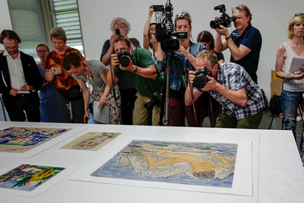 The press preview of an exhibiton from the estate of German collector Cornelius Gurlitt at the Museum of Fine Arts, Bern, on July 7, 2017. Photo: Valeriano Di Domenico/AFP/Getty Images.