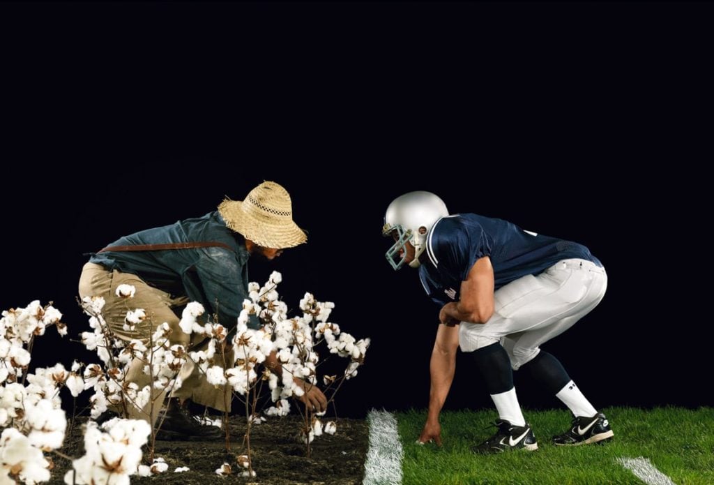 Hank Willis Thomas, The Cotton Bowl (2011) [detail]. © Hank Willis Thomas, courtesy Jack Shainman Gallery, NY.