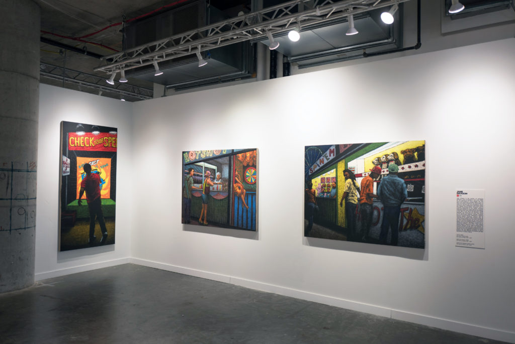 Installation view of works by Jane Dickson in "Beyond the Streets," 2019.