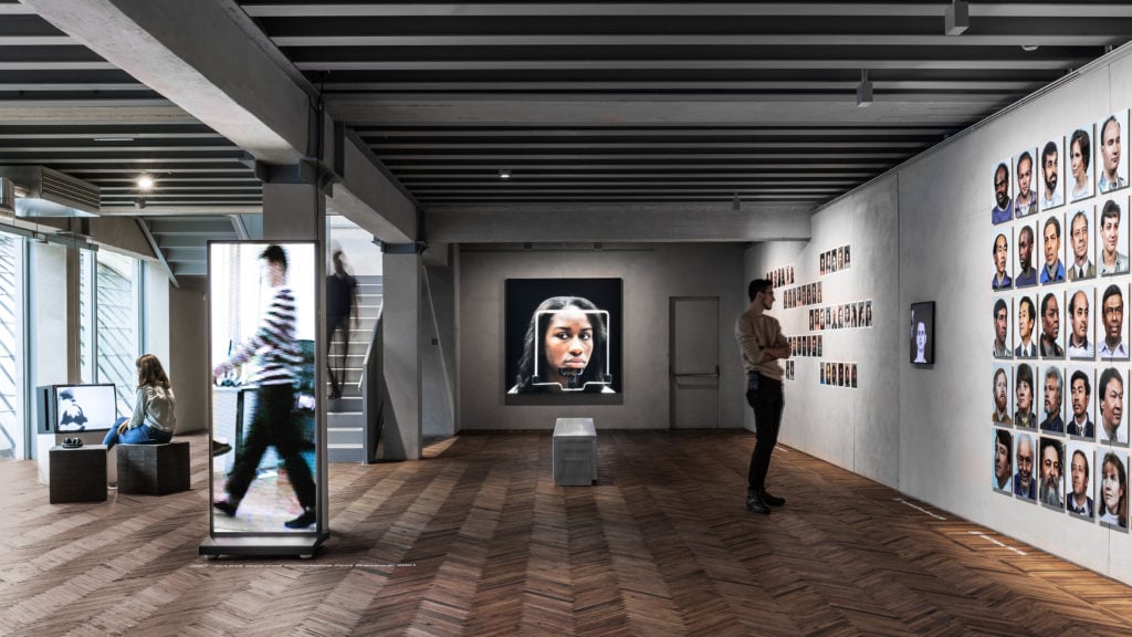 Exhibition view of "Kate Crawford, Trevor Paglen: Training Humans" Osservatorio Fondazione Prada, through Februrary 24, 2020. Photo by Marco Cappelletti, courtesy Fondazione Prada.