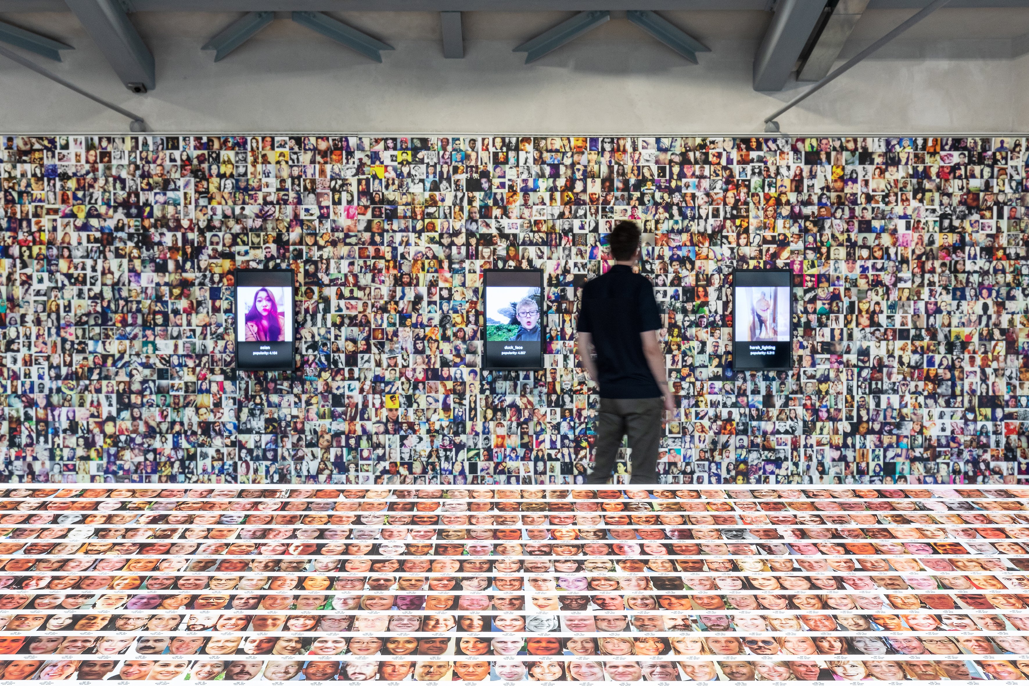 Exhibition view of "Kate Crawford, Trevor Paglen: Training Humans" Osservatorio Fondazione Prada, through Februrary 24, 2020. Photo by Marco Cappelletti, courtesy Fondazione Prada.