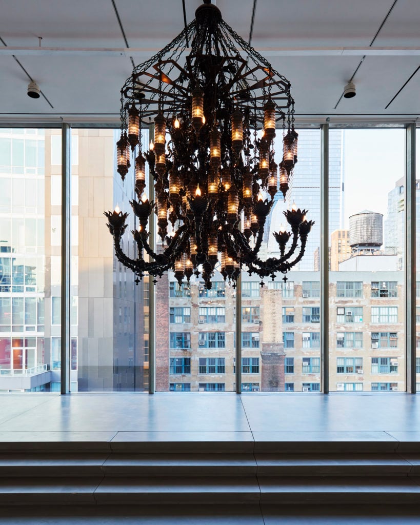 Installation view of "Fred Wilson: Chandeliers." Photo courtesy of Pace.