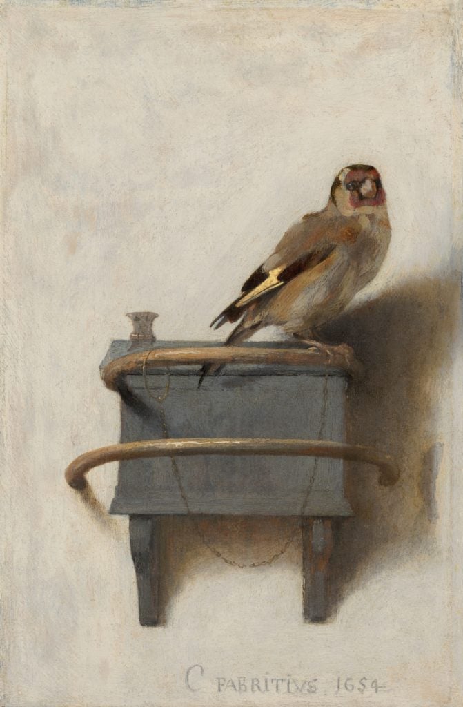 Carel Fabritius, The Goldfinch (1654). Courtesy Mauritshuis Royal Picture Gallery, The Hague.