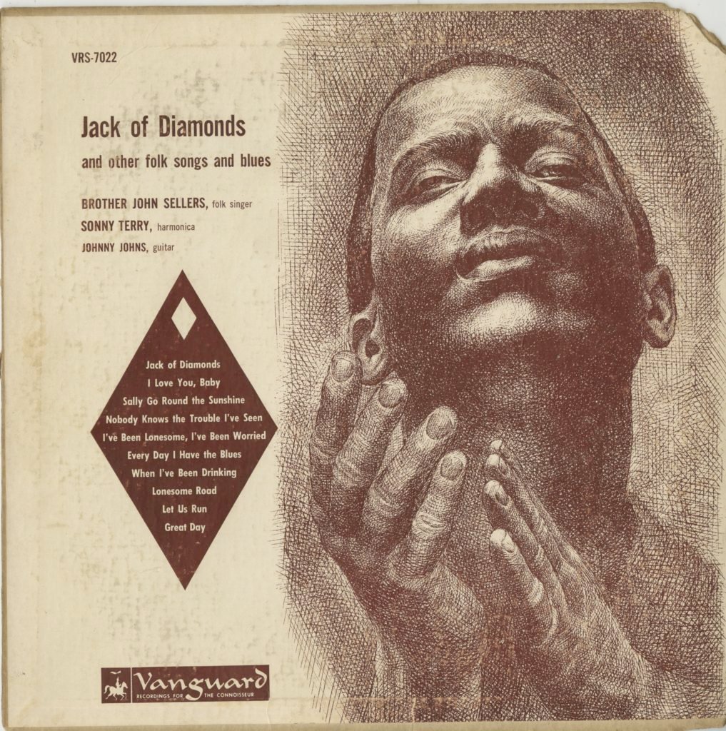 Drawing by Charles White on the cover of Brother John Sellers, Jack of Diamonds (ca. 1954) record. Collection of Eddie Chambers.