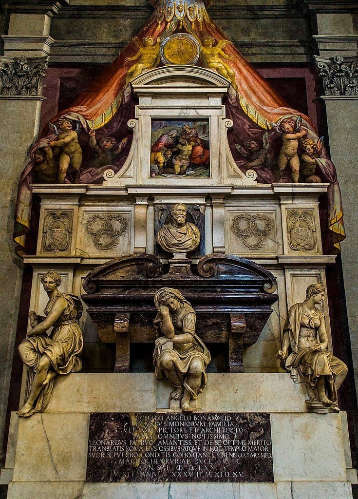 Michelangelo's tomb at Basilica of Santa Croce in Florence.