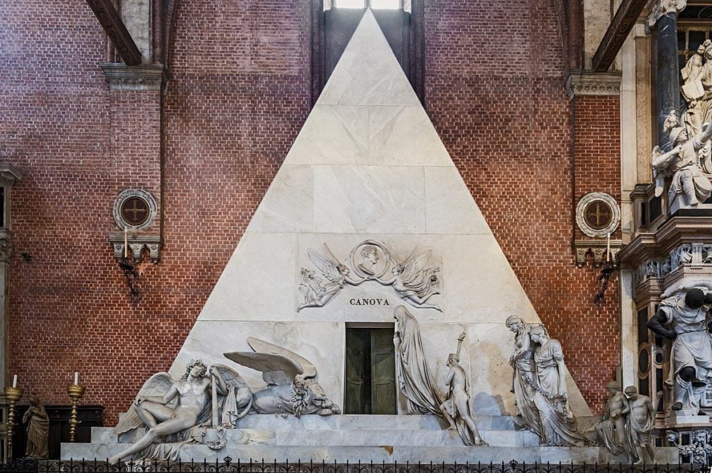 Italian neoclassical sculptor Antonio Canova's funerary monument basilica di Santa Maria Gloriosa dei Frari, Basilica dei Frari, Venice, Italy