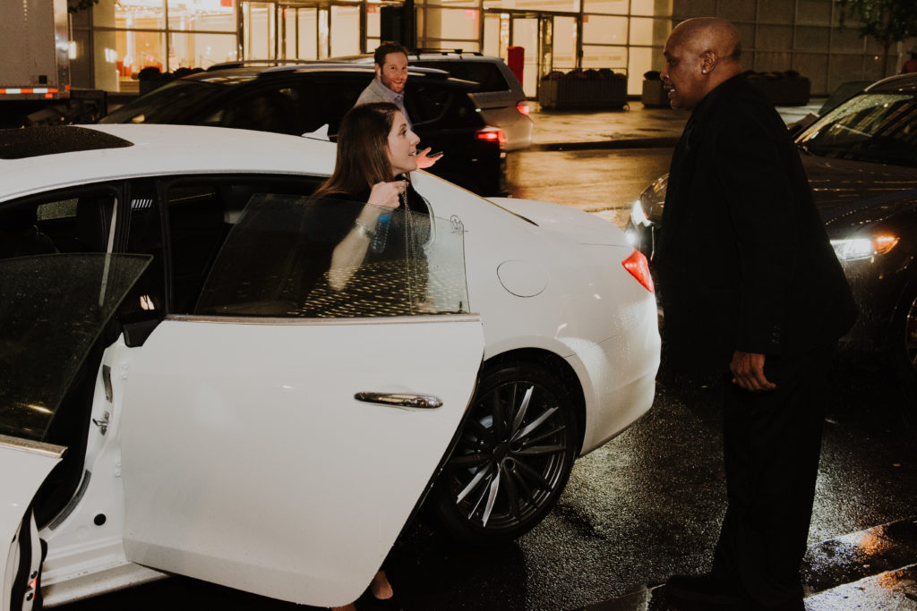Artist CJ Hendry arrives to the party in a Maserati car. Photo courtesy Lauren Colchamiro.