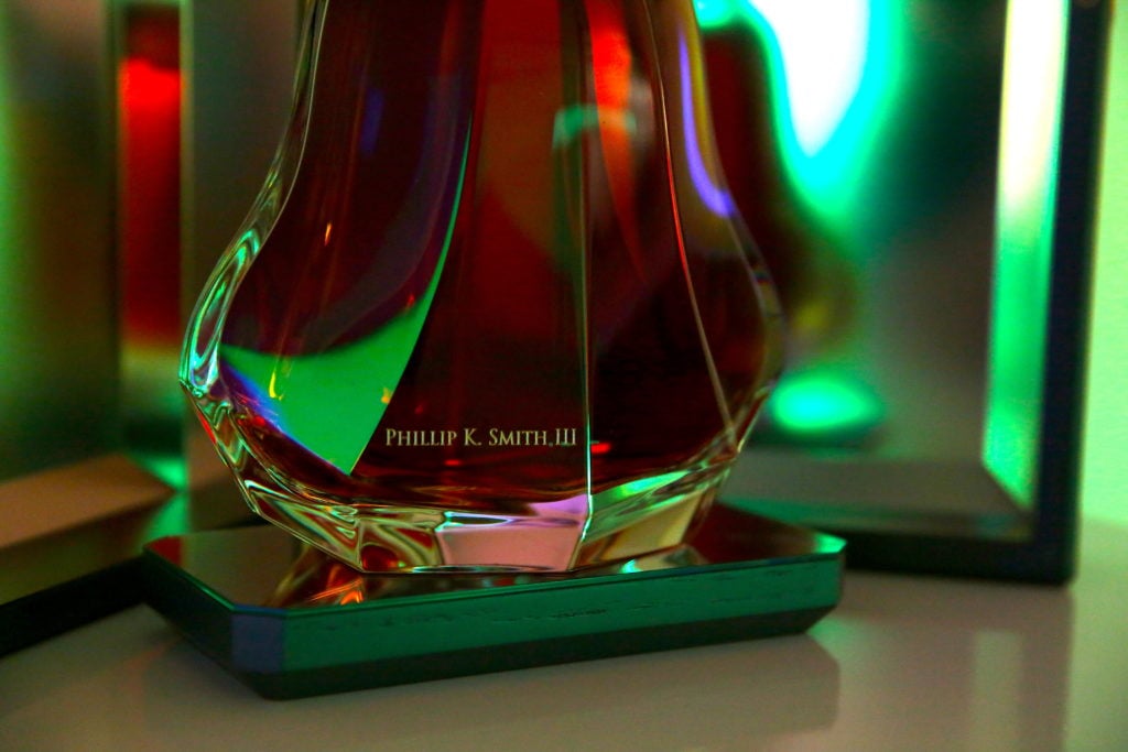 A bottle of Hennessy Paradis Imperial, inscribed for Phillip K. Smith III. Photo courtesy artnet.