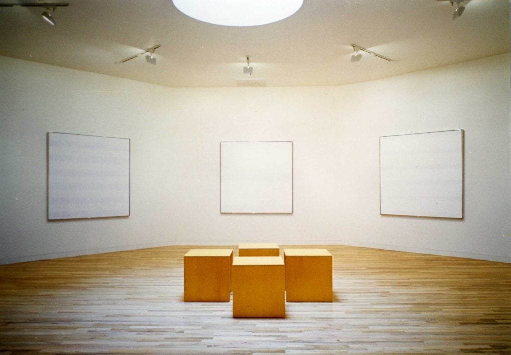 The Agnes Martin Gallery in the Harwood Museum of Art, with benches by Donald Judd. Courtesy of the Harwood Museum of Art, Taos.