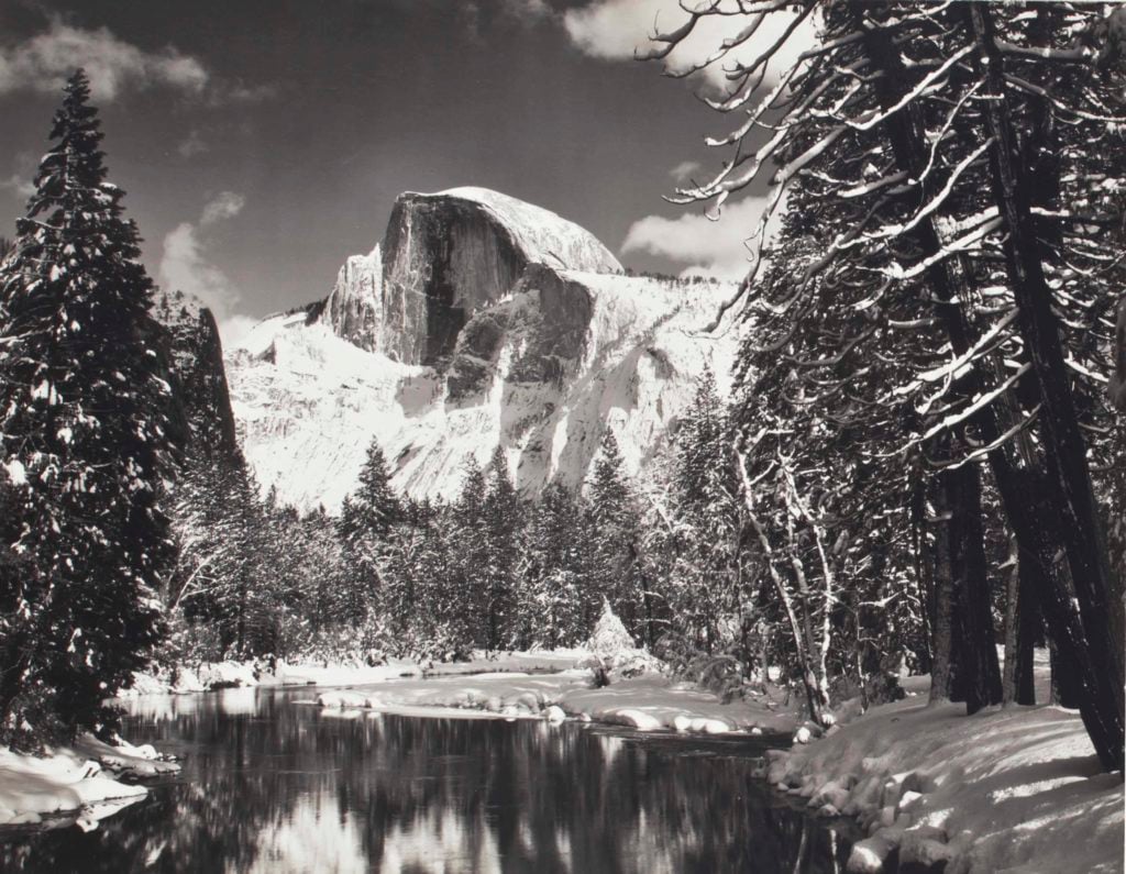 Ansel Adams, <i>Half Dome, Merced River, Winter, Yosemite National Park</i> (1938).