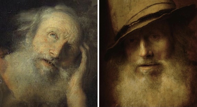 Left: Detail from <em>Hl. Hieronymus (Saint Jerome)</em>. Right: Detail from <em>Ein Marodeur (A Marauder)</em>.