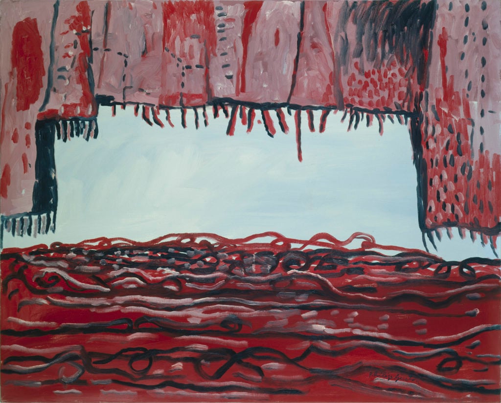 Philip Guston’s <i>Curtain and Sea</i> (1979) was on view at the hauser & Wirth booth at FIAC. © the Estate of Philip Guston. Courtesy the Estate and Hauser & Wirth.