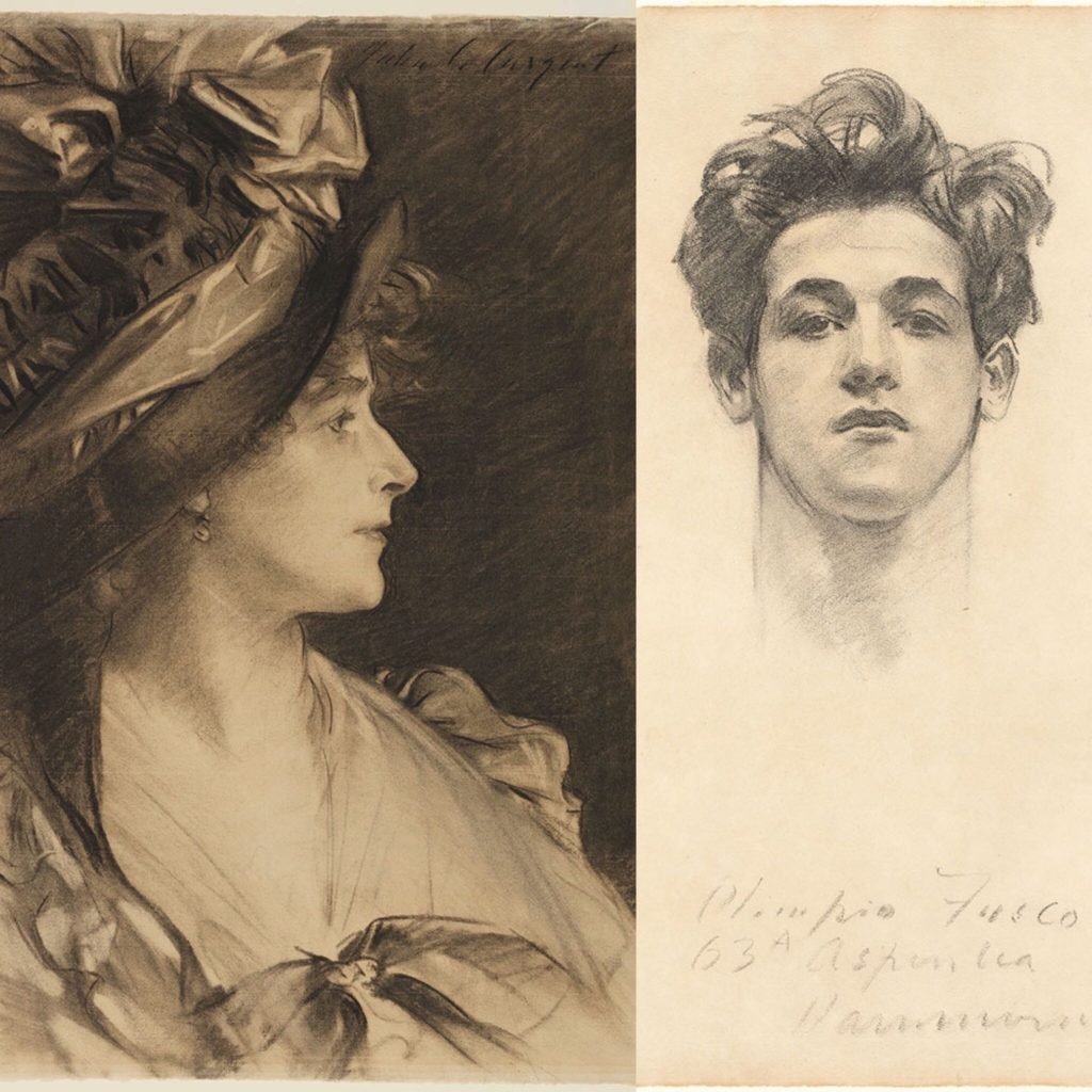 Left, John Singer Sargent, <i>Gertrude Kingston</i> (ca. 1909) and <i>Olimpio Fusco</i> (ca. 1900–1910). Courtesy of the Morgan Library & Museum. 