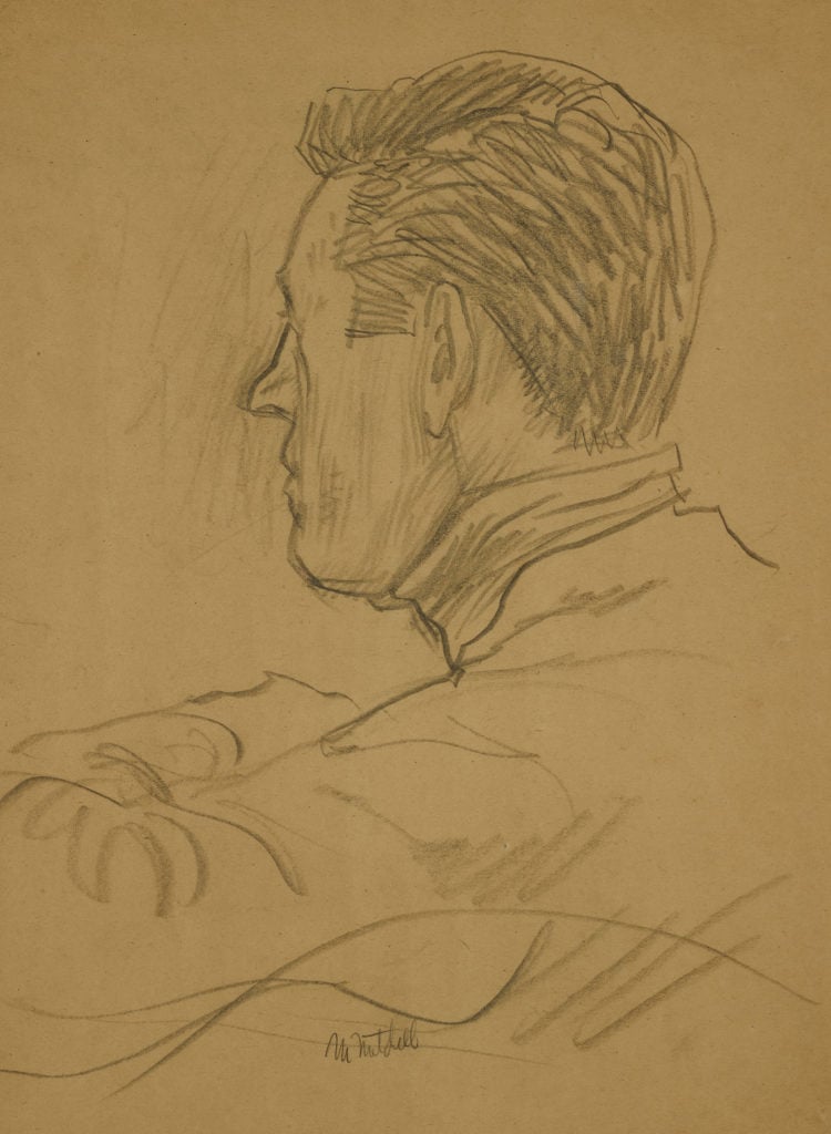 Undated J.D. Salinger portrait by E. Michael Mitchell, who drew the cover of Catcher in the Rye. Courtesy of the the New York Public Library, Astor Lenox and Tilden Foundations, and the J.D. Salinger Trust.