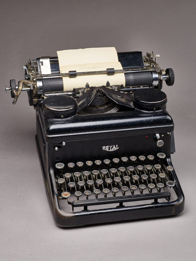 J.D. Salinger's Royal typewriter. Photo by Robert Cato, courtesy of the the New York Public Library, Astor Lenox and Tilden Foundations, and the J.D. Salinger Trust.