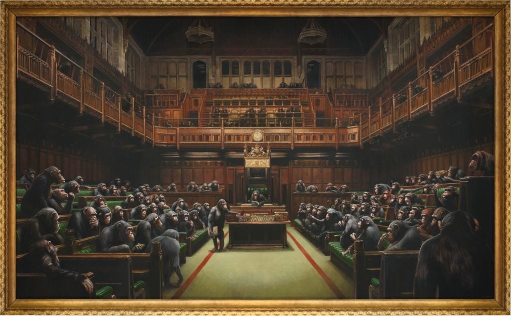 Banksy, Devolved Parliament (2009). Courtesy of Sotheby's.