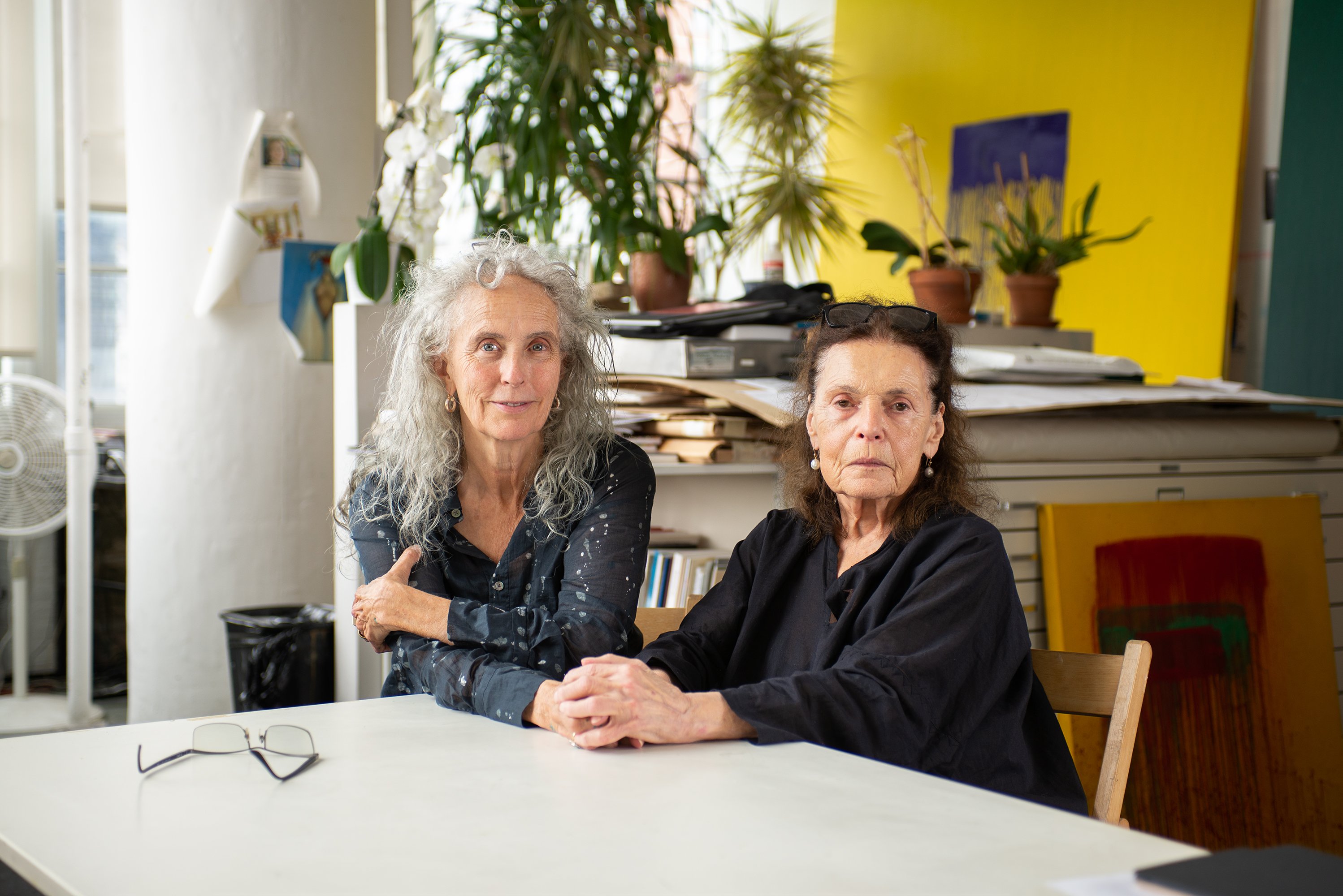 Kiki Smith and Pat Steir in Steir's studio, 2019. Photo: Taylor Dafoe.