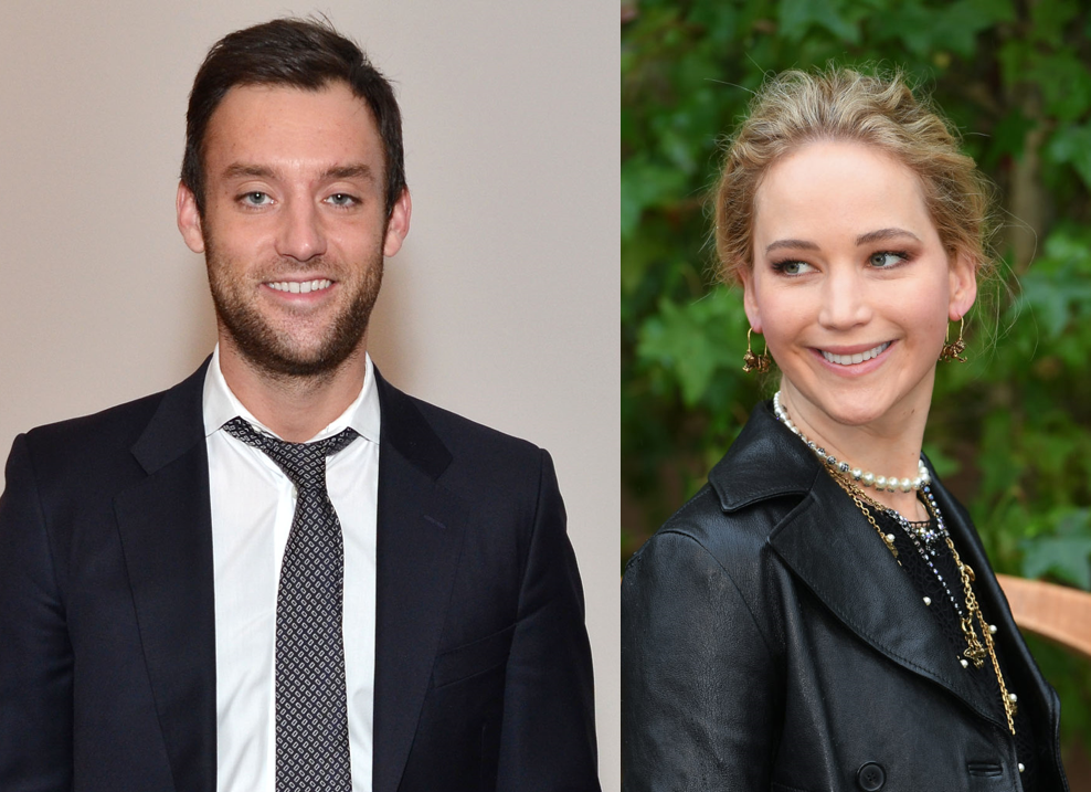 Left, Cooke Maroney with his blushing new bride Jennifer Lawrence. Photos courtesy of Patrick McMullen/Stephane Cardinale/Corbis via Getty Images.
