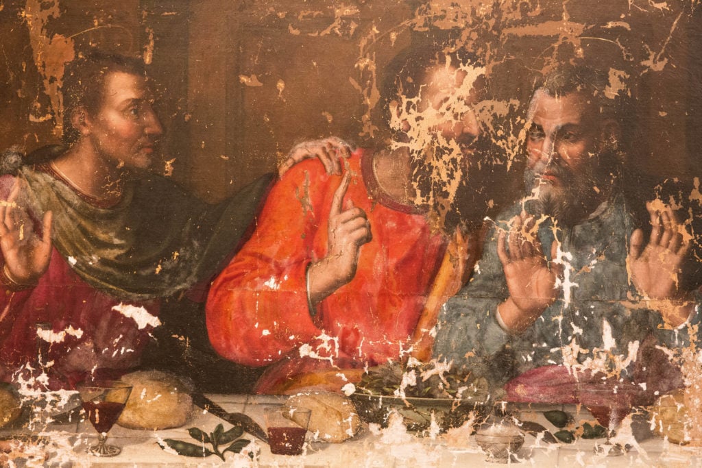 Nelli’s apostles, possibly Thomas and Pete, pre-restoration. Photo: Francesco Cacchiani