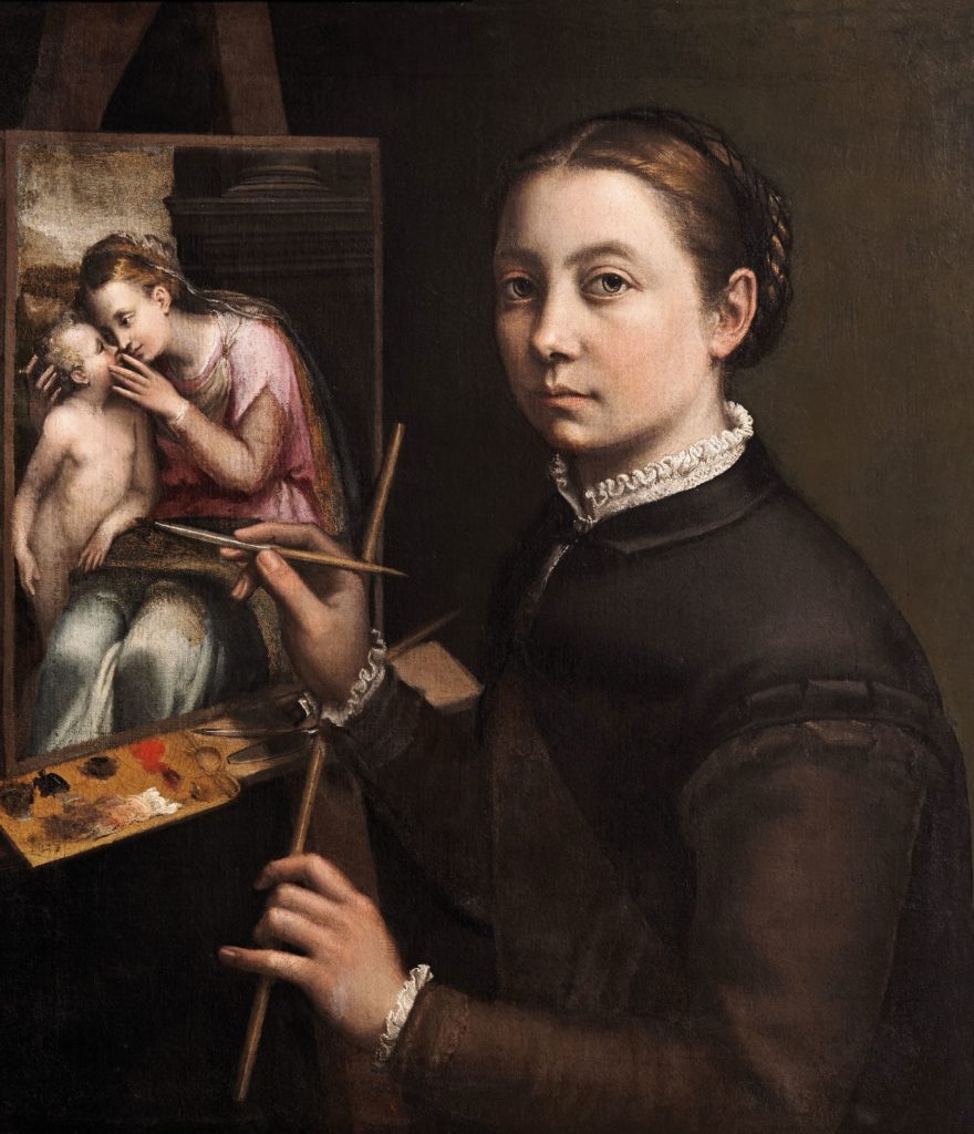 Sofonisba Anguissola, Self-Portrait at the Easel (around 1556–57). Courtesy the Castle Museum in Łańcut.