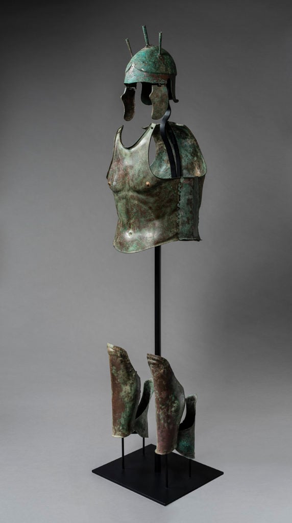 Greek bronze panolply of a cavalryman (Circa 4th Century BC). Image courtesy of Kallos Gallery, London.