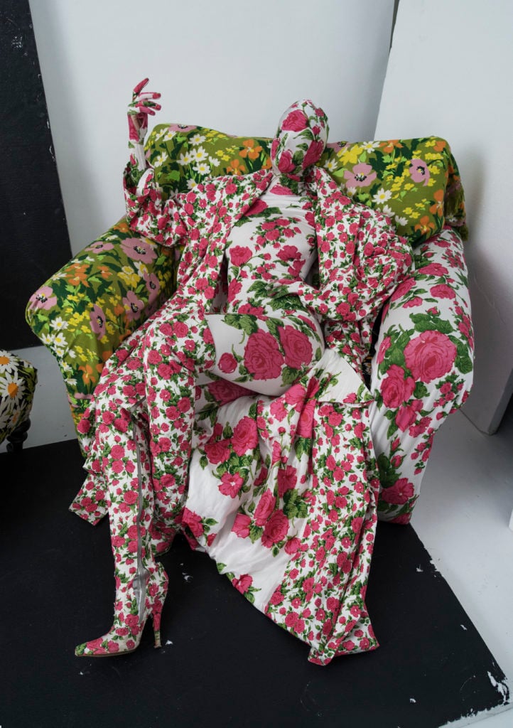 Tim Walker, Richard Quinn, floral chair and living mannequin, 2016. © Tim Walker Studio, Courtesy Michael Hoppen Gallery