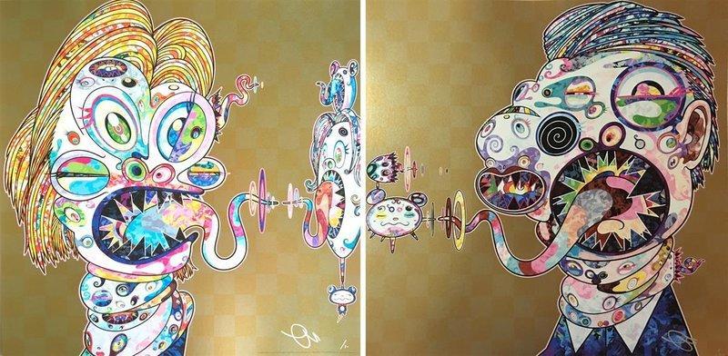 Takashi Murakami, Homage to Francis Bacon (Study for Head of Isabel Rawsthorne and George Dyer) (2016), 