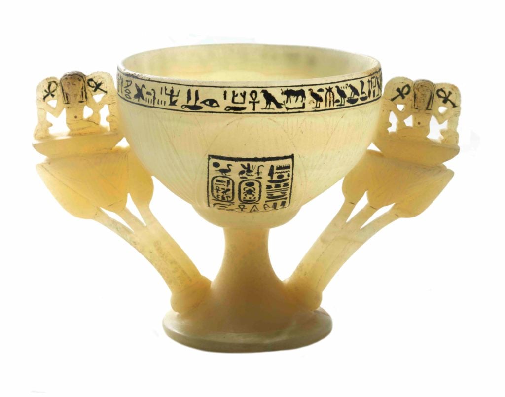 Tutankhamun's Wishing Cup in the Form of an Open Lotus. Image courtesy Laboratoriorosso, Viterbo, Italy.