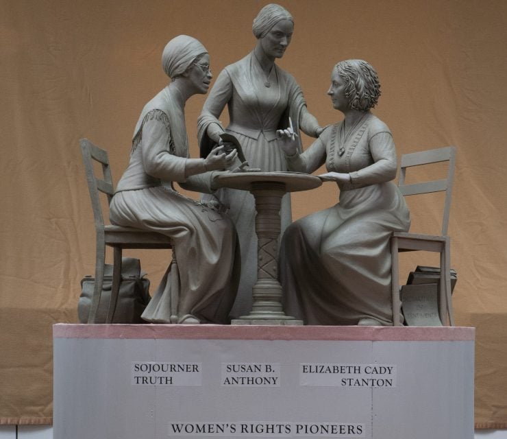Sculptor Meredith Bergmann's design for the winning Central Park monument. Courtesy of Monumental Women.