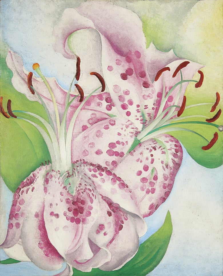 Georgia O’Keeffe, Pink Spotted Lily II (1936). It is expected to sell for $1.2 million–1.8 million at the 