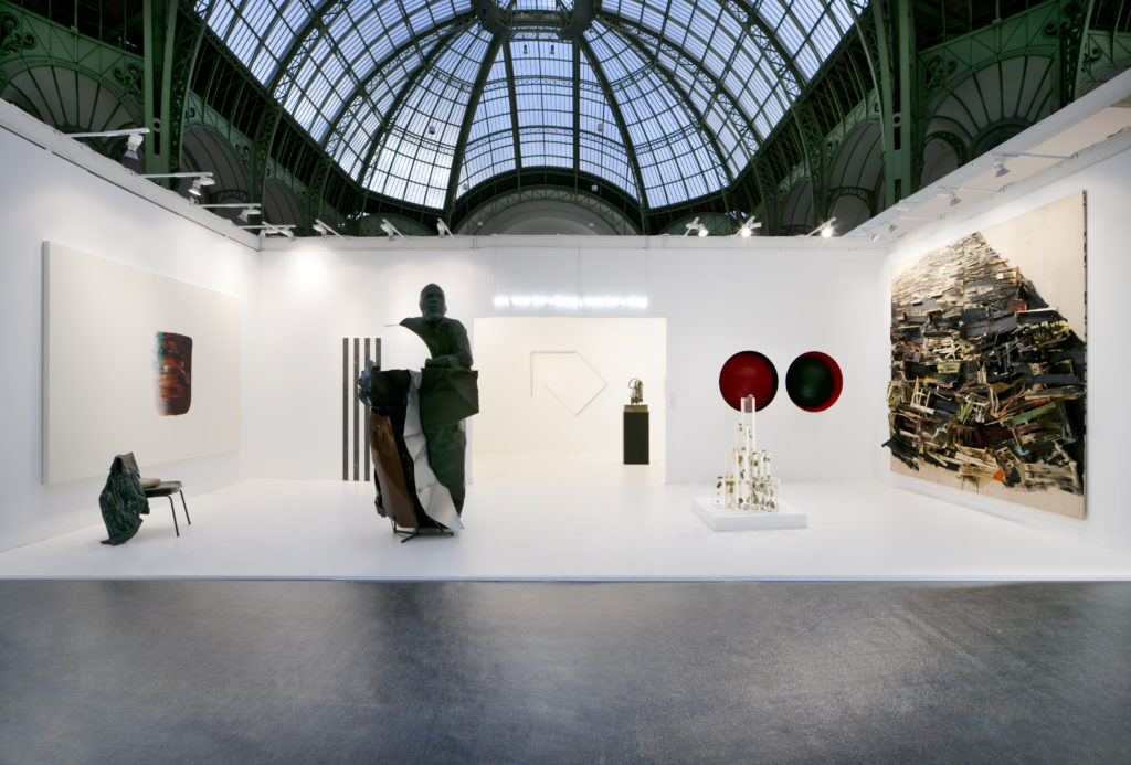 Kamel Mennour's booth at FIAC 2019. Courtesy the artists, Studio Morellet, and Kamel Mennour, Paris and London.