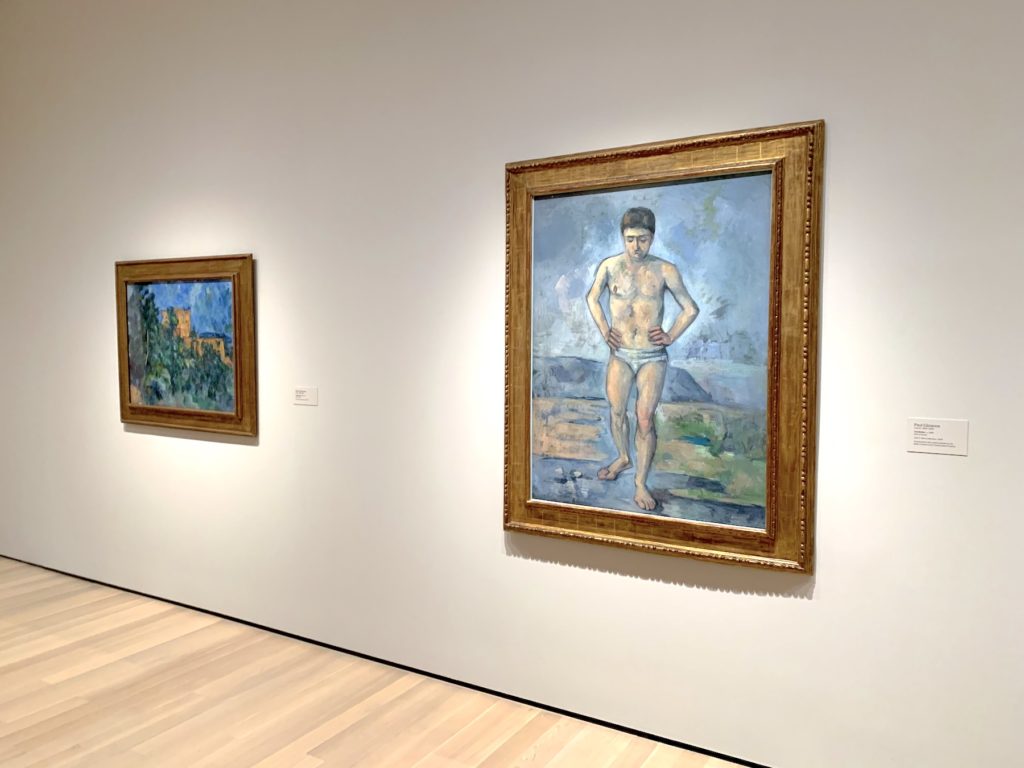 Paul Cézanne, <em> Château Noir</em> (1903-04) , and Paul Cézanne, <em>The Bather</em> (ca. 1885). Image: Ben Davis.