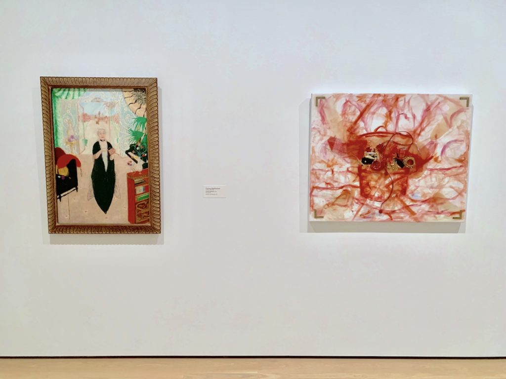 Florine Stettheimer, <em>Portrait of My Mother</em> (1925) and Jutta Koether, <em>Bitches Brew</em> (2010). Image: Ben Davis.