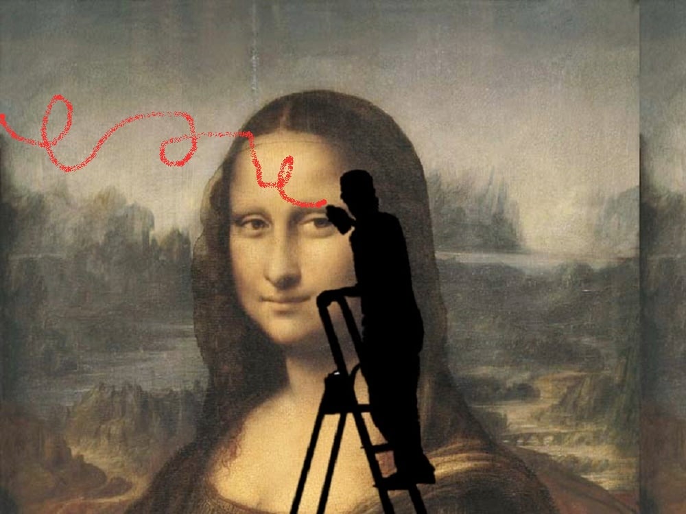 The Mona Lisa is a favorite target of vandals. Photo illustration: Caroline Goldstein.