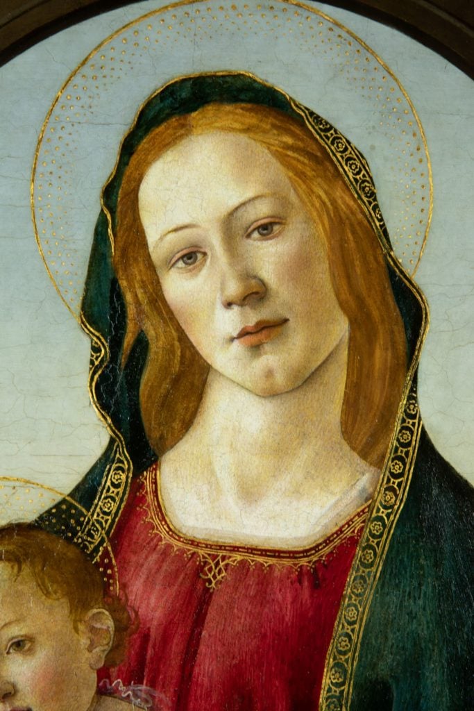 Botticelli Madonna and Child (detail). National Museums of Wales. Revealed on BBC TV's Britain's Lost Masterpieces